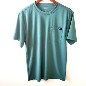 Dickie's Men's Size M Heavyweight Crew Neck Work Shirt Green Front Pocket